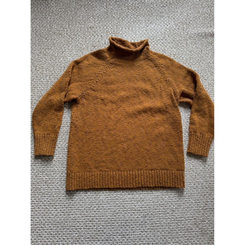 LL Bean Womens Cotton roll neck fisherman's Sweater vintage coastal cottage